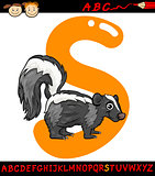 letter s for skunk cartoon illustration