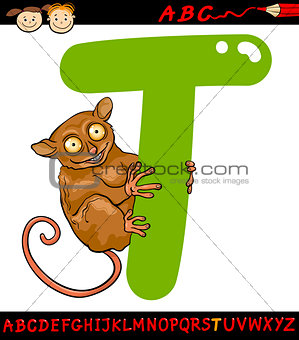 letter t for tarsier cartoon illustration