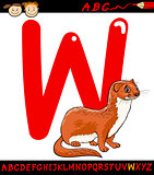 letter w for weasel cartoon illustration