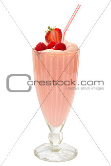 Milkshake  with  strawberry raspberries