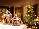 Gingerbread cookies cottages Christmas tree room
