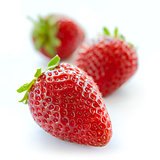 Close up of Fresh Sweet Strawberries on White Background