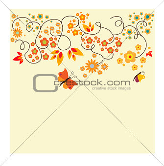 Pattern with Butterfly and Flowers
