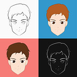 Face of a man in different hair color
