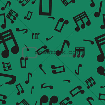 Musical Notes Seamless Pattern Green
