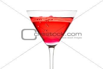 red cocktail with bubbles