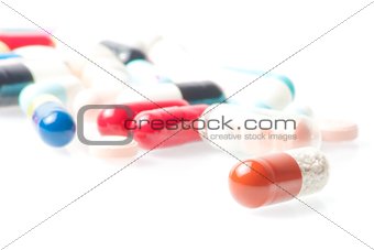 detail of one medical pill in laboratory