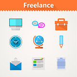 Flat vector icons for freelance and business