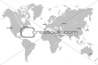 World map isolated on white.