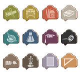 Back to school icon set on glass cloud
