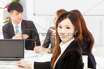 business female manager with teams in the office