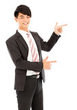 professional young business man finger to show something
