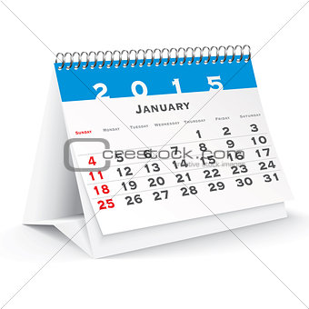 January 2015 desk calendar - vector