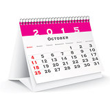 October 2015 desk calendar - vector