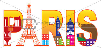 Paris City Eiffel Tower Silhouette Text Color Illustration
