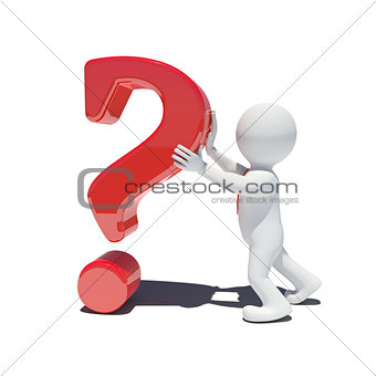 3d white man with question mark