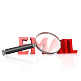 Magnifying glass with red email word