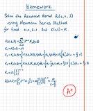 Resolvent kernel using Neumann Series method hand drawn on school paper.