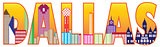 Dallas City Skyline Text Outline Color Illustration