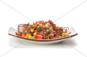 plate of rice with vegetables