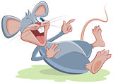 Gray mouse lies and laughs