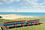 benches with views of Ballybunion beach and coast