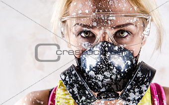 Portrait of a woman with protective filter mask