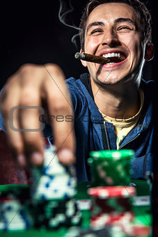 Cheerful poker player