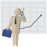 businessman talking on the phone against a rising graph