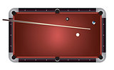 Realistic Billiards Pool Table Red Felt Illustration