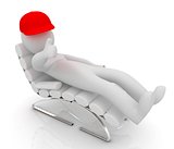 3d white man lying chair with thumb up