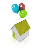 House with colorful balloons 