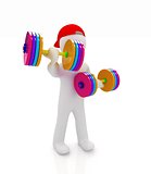 3d man with colorfull dumbbells 