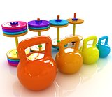 Colorful weights and dumbbells 