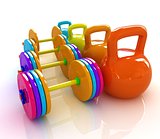 Colorful weights and dumbbells 