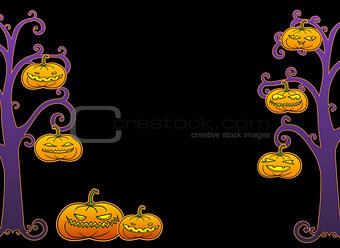 Halloween tree frame with pumpkins