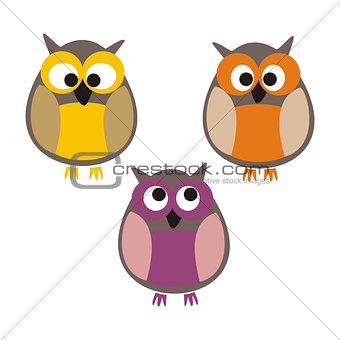 Owls vector illustration isolated on white background