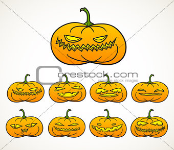 Set of Halloween pumpkins