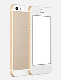 Gold Smartphone with blank screen on white background