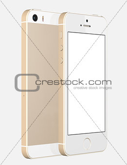 Gold Smartphone with blank screen on white background