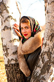 portrait of a beautiful girl in the birches