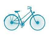 Silhouette of vintage bicycle in blue design