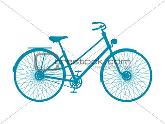 Silhouette of vintage bicycle in blue design