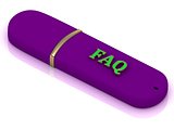 FAQ - inscription on lilac USB flash drive