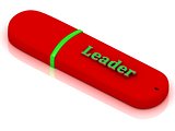 Leader - inscription on red USB flash drive 