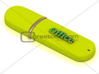 Office - inscription on yellow USB flash