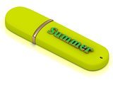Summer - inscription on yellow USB flash drive