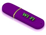 Wi Fi  - inscription on lilac USB flash drive