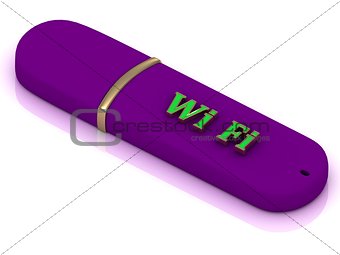 Wi Fi  - inscription on lilac USB flash drive
