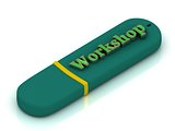 Workshop - inscription on green USB flash drive